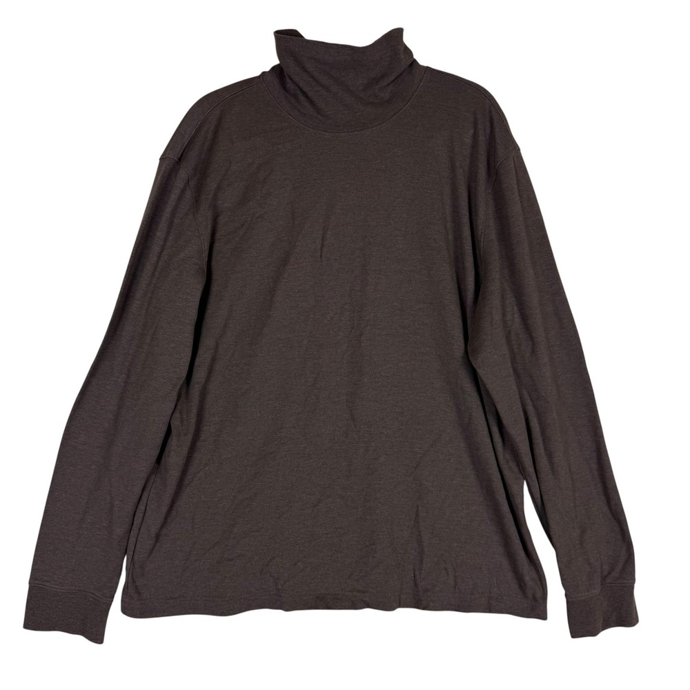 St. John's Bay Turtleneck Shirt Mens 2XL Brown Long Sleeve Tagless Tee‎ Jersey